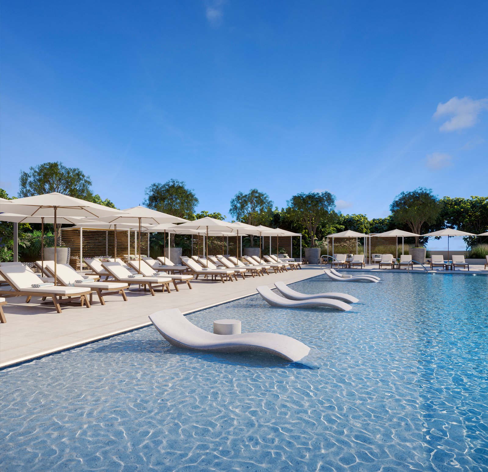 The pool deck at Five Park